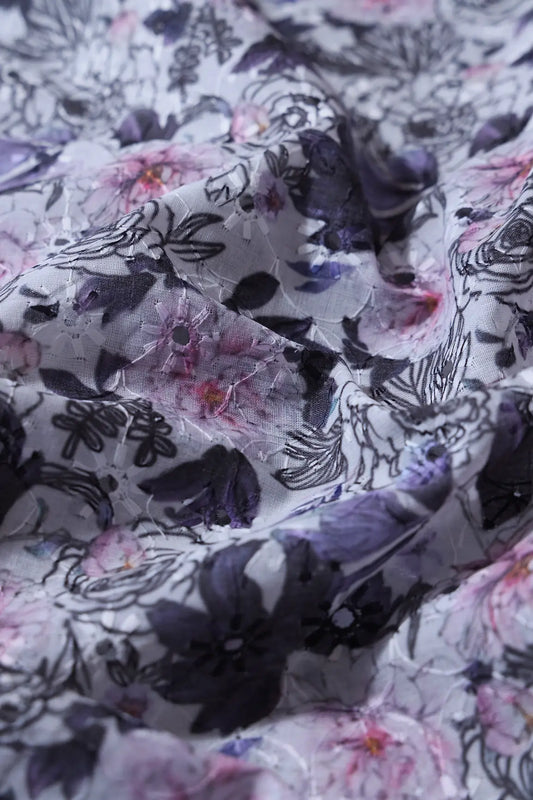 AIzaSyBcstauz-XMPRhEY21AUzeo032pxrXB5Ug - Floral Digital Print On Hakoba Cotton Embroidery Fabric