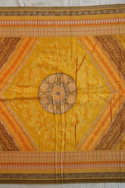 Yellow Pure Viscose Dola Silk Jacquard Print Dupatta