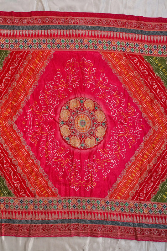 Multi Color Pure Viscose Dola Silk Jacquard Print Dupatta