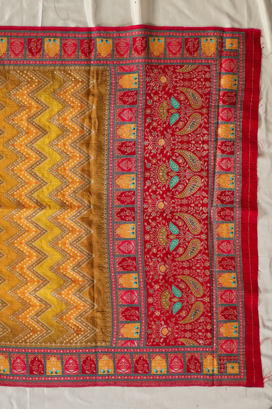 Mustard Pure Viscose Dola Silk Jacquard Print Dupatta
