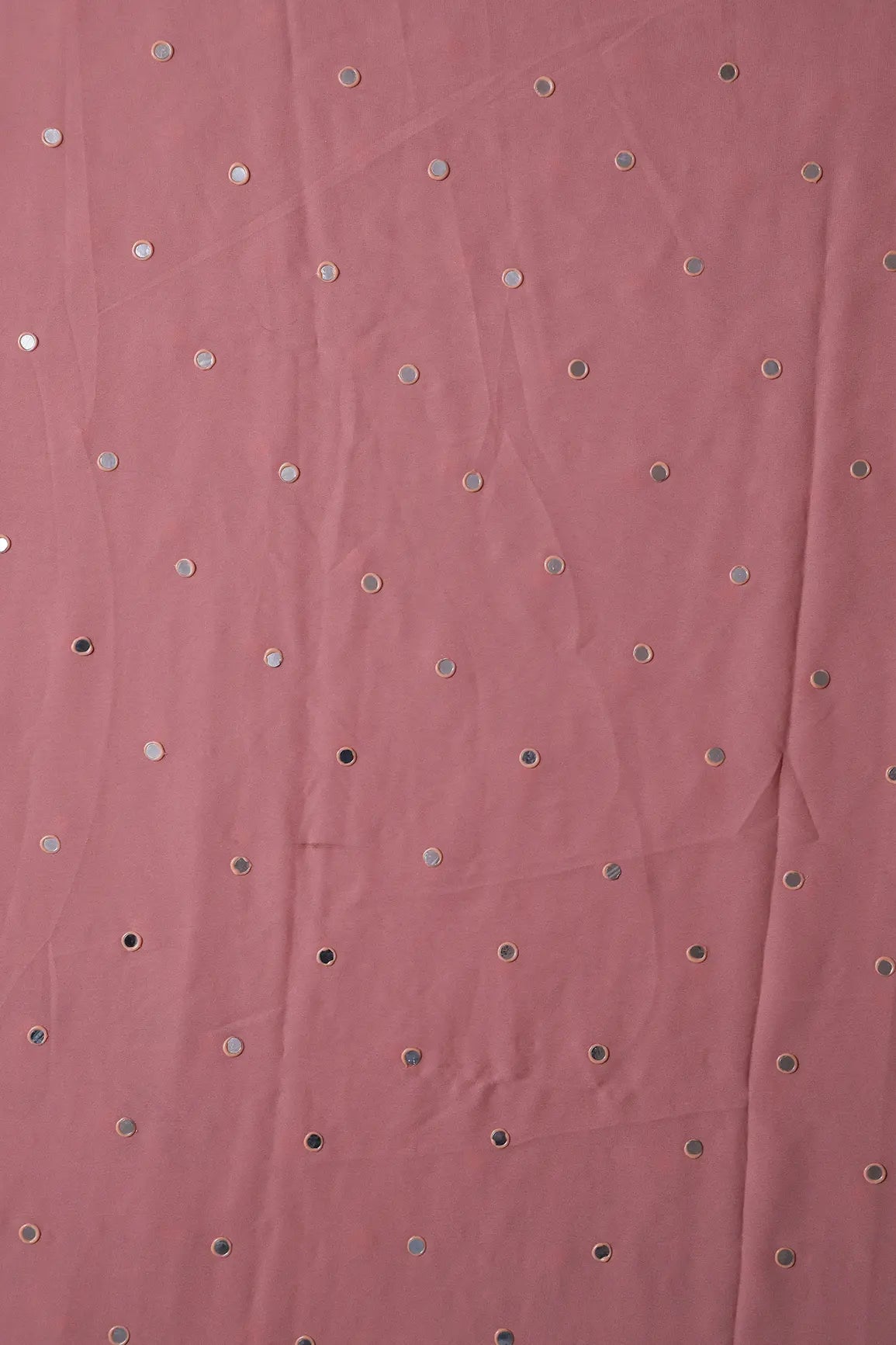 AIzaSyBcstauz-XMPRhEY21AUzeo032pxrXB5Ug - 1.75 Meter Cut Piece Of Real Mirror Embroidery Work On Thulian Pink Georgette Fabric