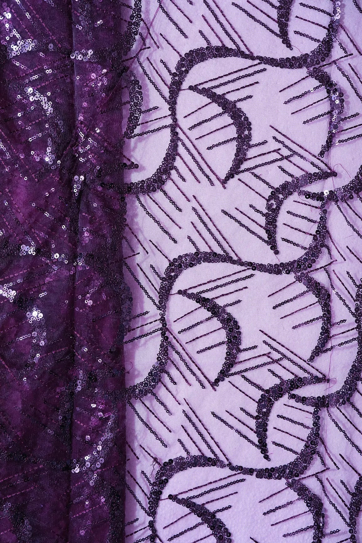 AIzaSyBcstauz-XMPRhEY21AUzeo032pxrXB5Ug - 1.50 Meter Cut Piece Of Wine Sequins Work Embroidery On Wine Soft Net Fabric