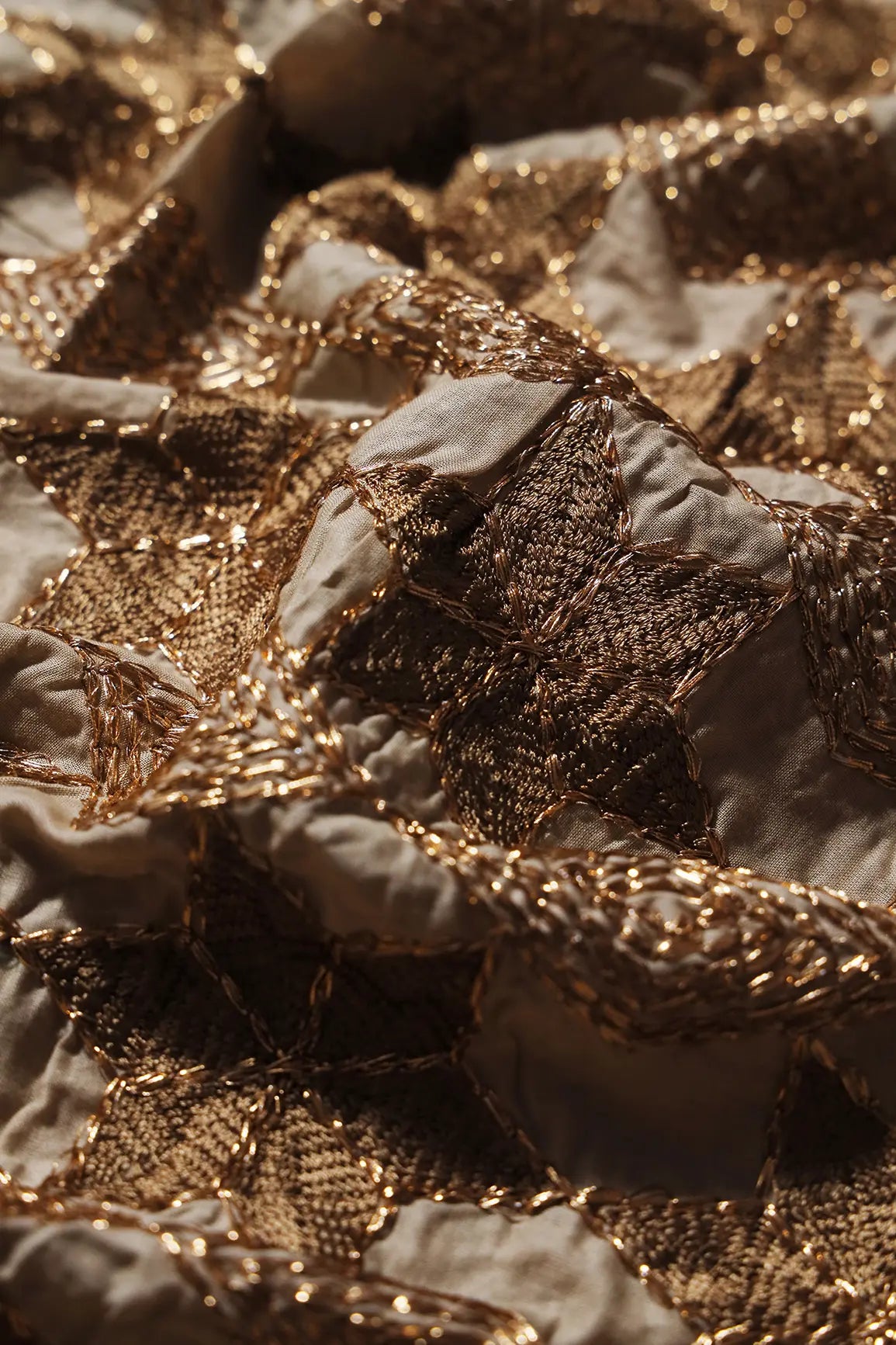 AIzaSyBcstauz-XMPRhEY21AUzeo032pxrXB5Ug - 0.80 Meter Cut Piece Of Gold Zari Geometric Embroidery Work On Beige Cotton Fabric