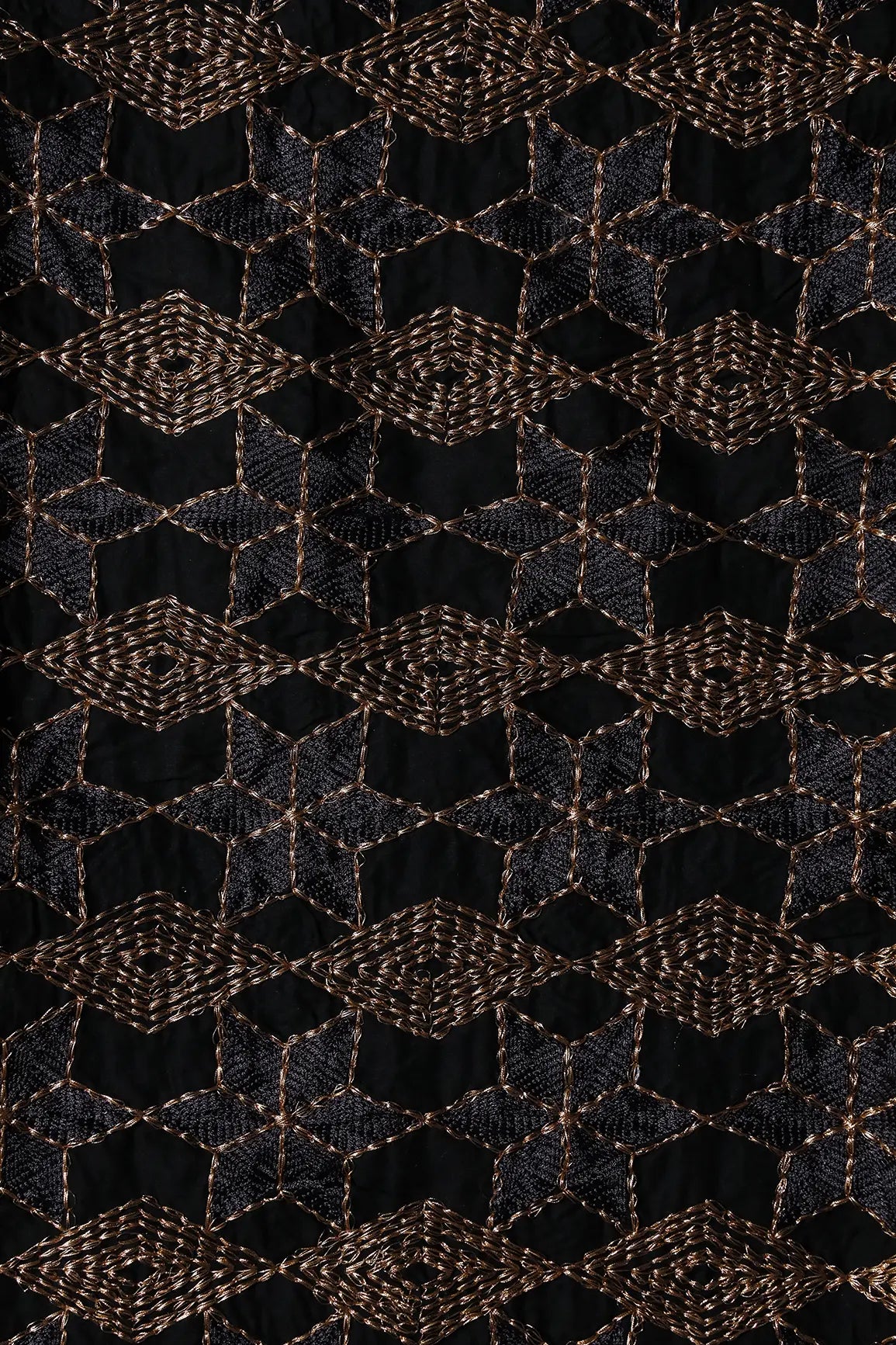 AIzaSyBcstauz-XMPRhEY21AUzeo032pxrXB5Ug - 0.75 Meter Cut Piece Of Gold Zari Geometric Embroidery Work On Black Cotton Fabric