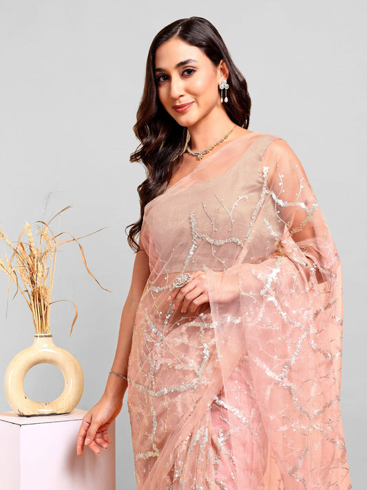 Light Pink Saree Set (2 Piece)