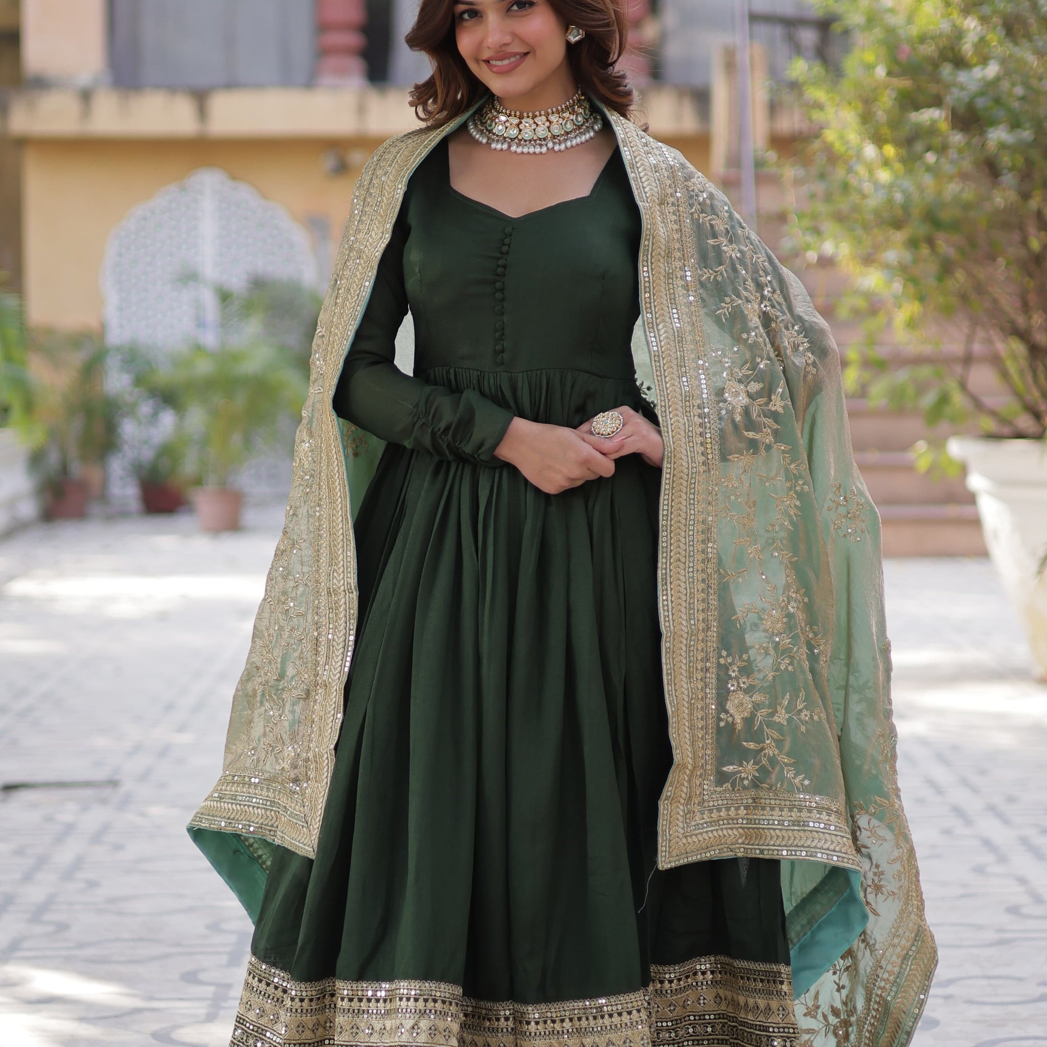 Awesome Rich Sequins Embroidered work Gown Party & Wedding Wear