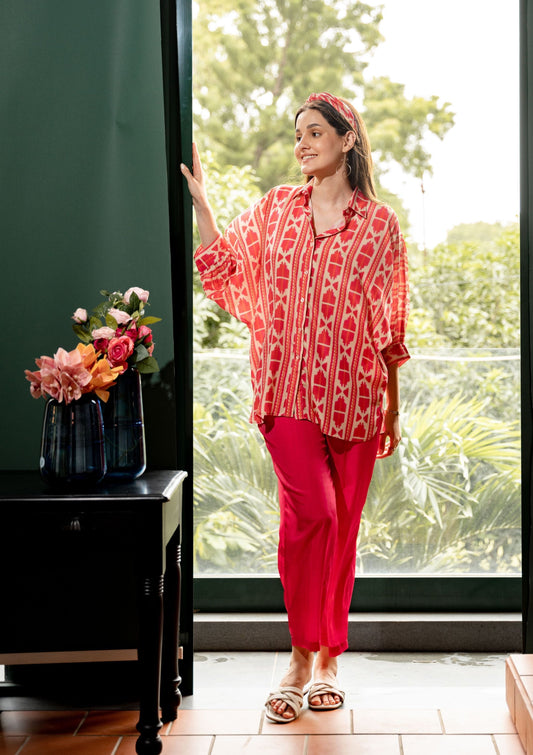 AIzaSyBcstauz-XMPRhEY21AUzeo032pxrXB5Ug - Elira Beige And Pink Crepe Indian Co-ord Set