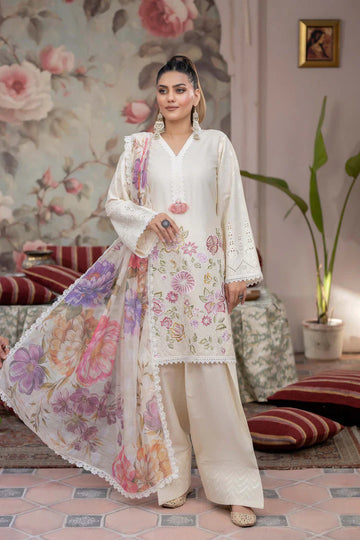 Pastel Bloom Farsi Salwar Suit with Floral Dupatta