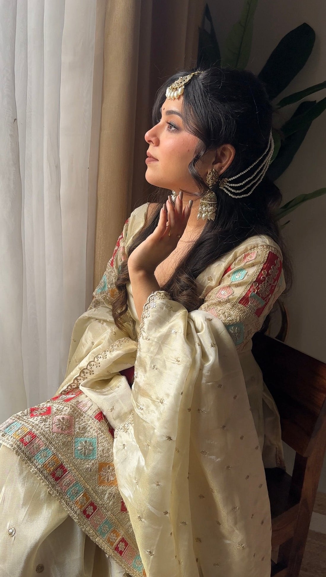 Supernal  Heavy Chinon Silk Embroidery  Work  Sharara Set
