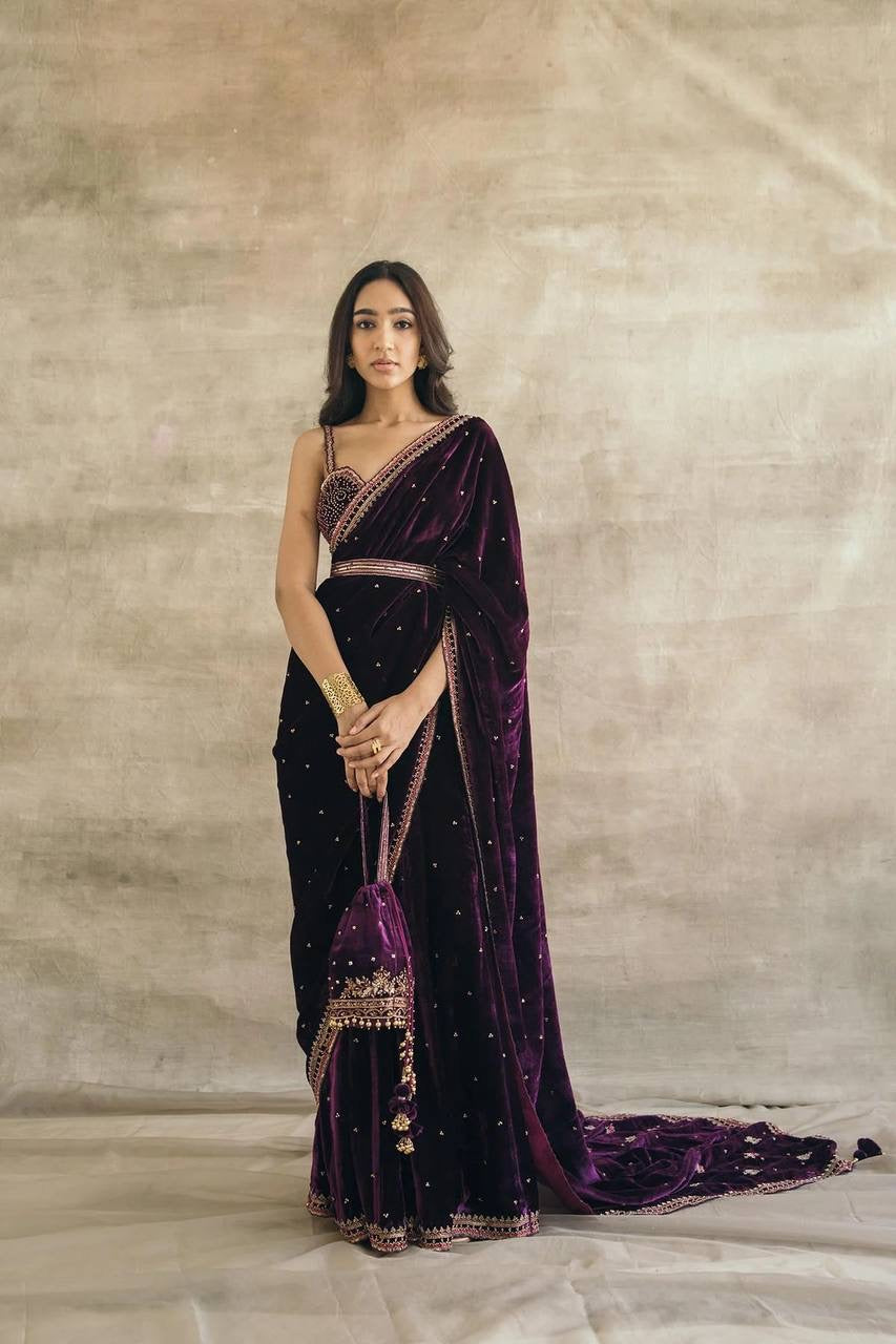 Gorgeous Velvet Designer Saree –