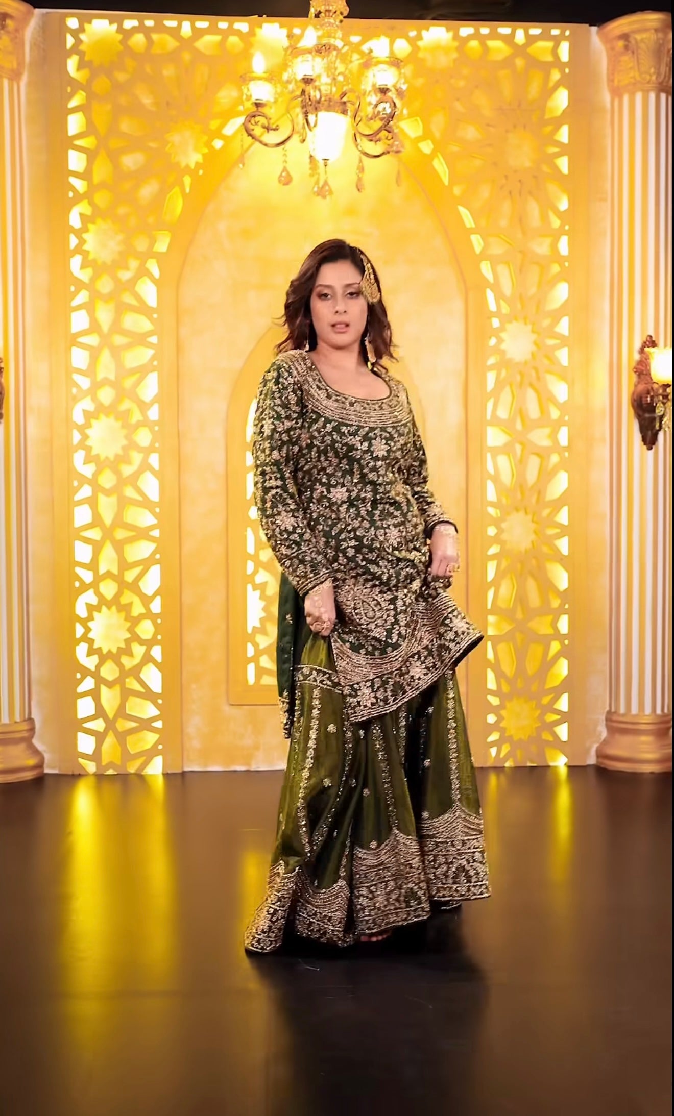 SR-1697 Designer GMY Silk Top, Sharara Palazzo and Dupatta Set with Heavy 3mm Embroidery Sequence Work