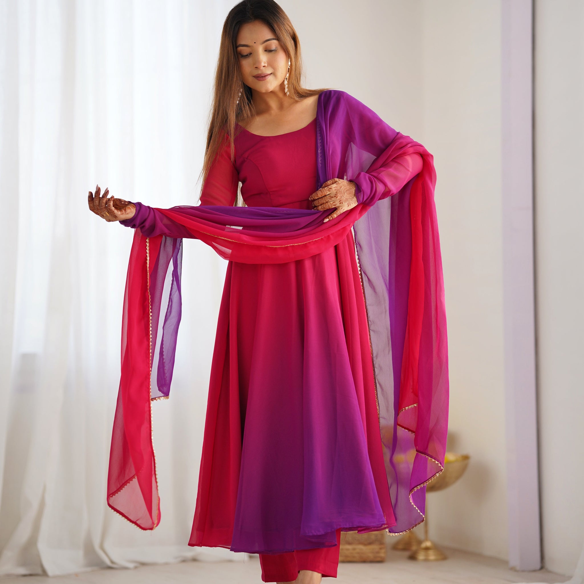 Colorful  Perfect  Fox Georgette Anarkali Gown Set