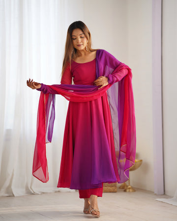 Colorful  Perfect  Fox Georgette Anarkali Gown Set