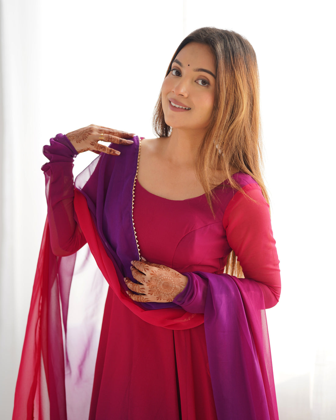 Colorful  Perfect  Fox Georgette Anarkali Gown Set