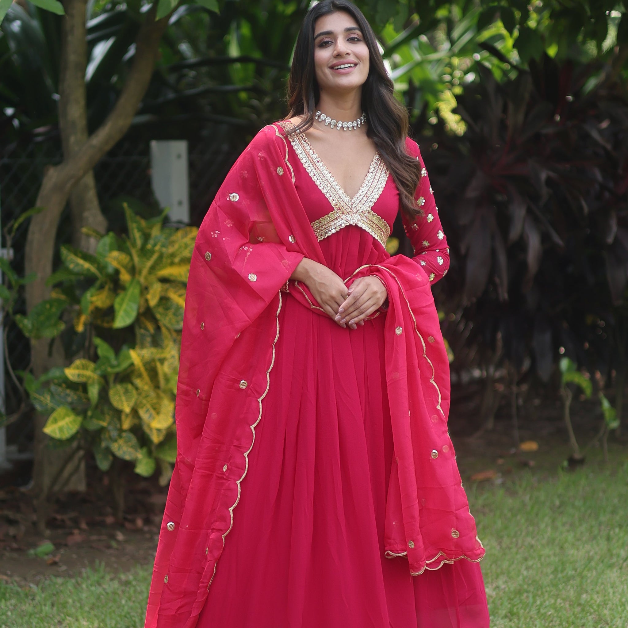 Readymade Alia Cut Gown With Dupatta