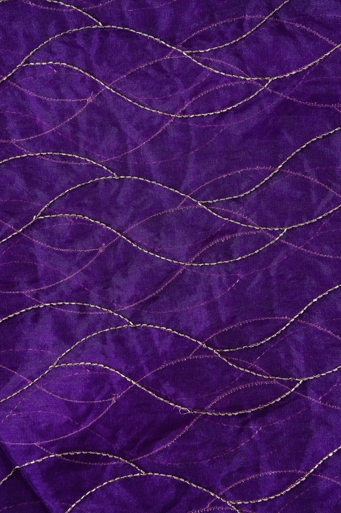 AIzaSyBcstauz-XMPRhEY21AUzeo032pxrXB5Ug - Cut Dana Beads Wonderful Wavy Embroidery On Purple Organza Fabric