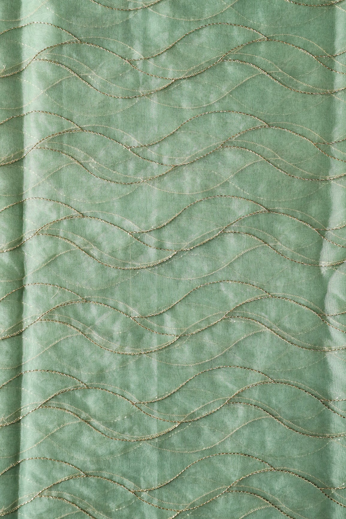 AIzaSyBcstauz-XMPRhEY21AUzeo032pxrXB5Ug - Cut Dana Beads Wonderful Wavy Embroidery On Olive Organza Fabric