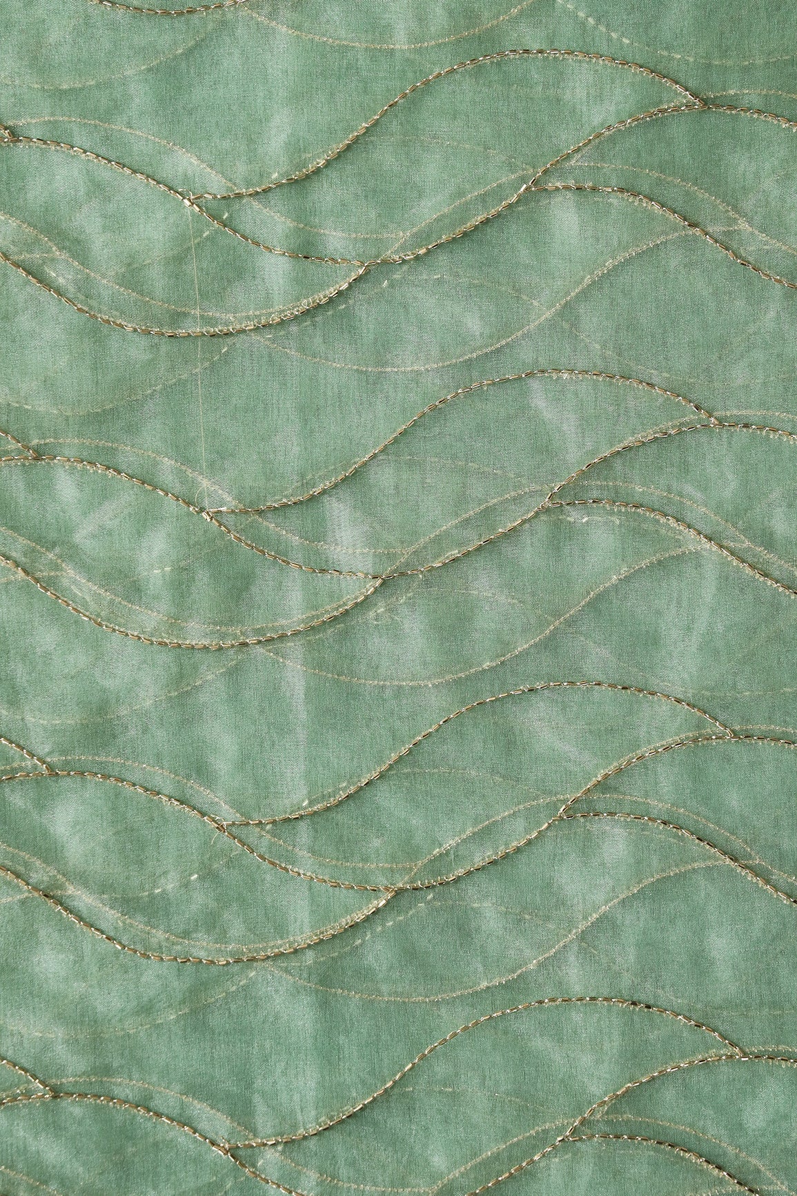 AIzaSyBcstauz-XMPRhEY21AUzeo032pxrXB5Ug - Cut Dana Beads Wonderful Wavy Embroidery On Olive Organza Fabric