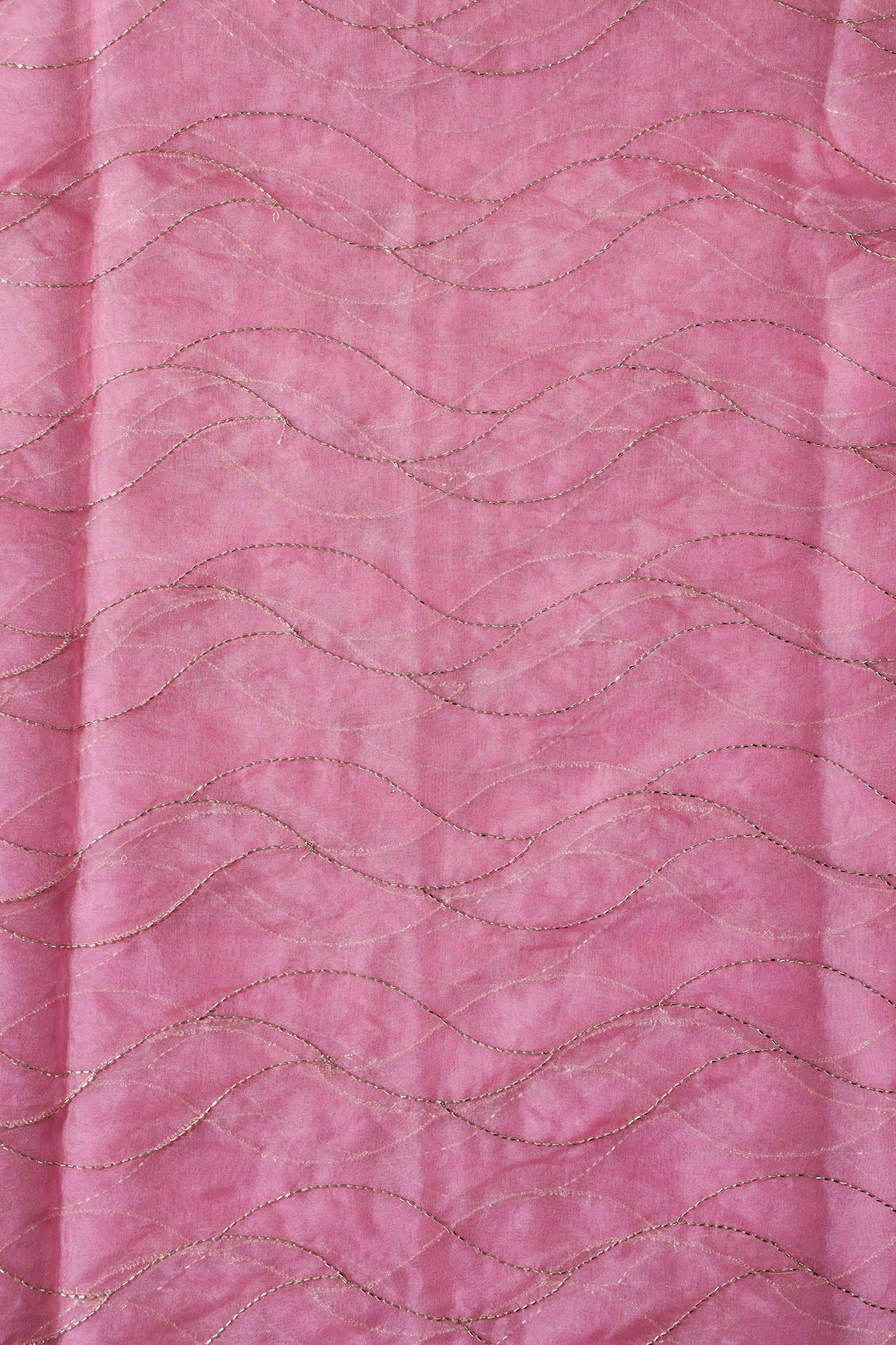 AIzaSyBcstauz-XMPRhEY21AUzeo032pxrXB5Ug - Cut Dana Beads Wonderful Wavy Embroidery On Gajri Pink Organza Fabric