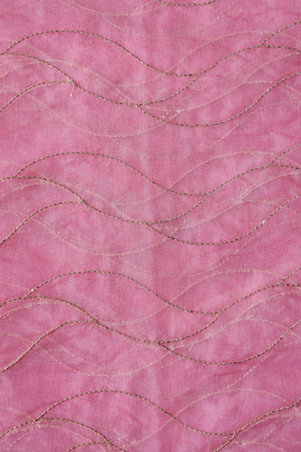 AIzaSyBcstauz-XMPRhEY21AUzeo032pxrXB5Ug - Cut Dana Beads Wonderful Wavy Embroidery On Gajri Pink Organza Fabric
