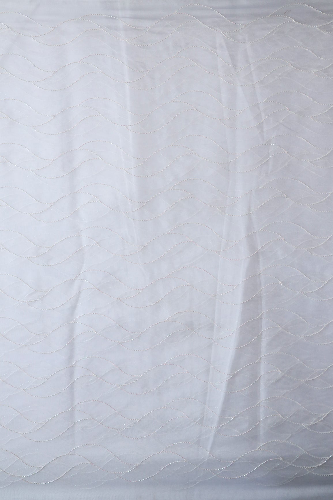AIzaSyBcstauz-XMPRhEY21AUzeo032pxrXB5Ug - Cut Dana Beads Wonderful Wavy Embroidery On White Dyeable Organza Fabric