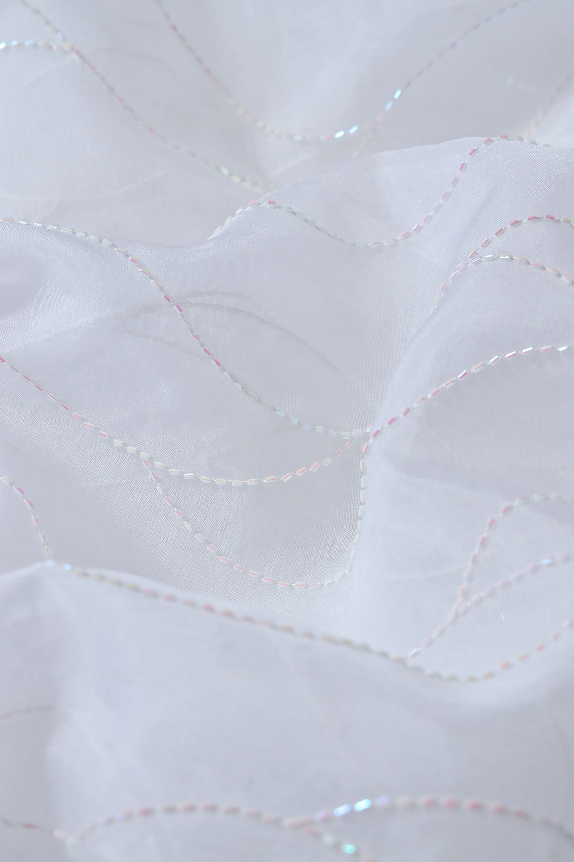 AIzaSyBcstauz-XMPRhEY21AUzeo032pxrXB5Ug - Cut Dana Beads Wonderful Wavy Embroidery On White Dyeable Organza Fabric