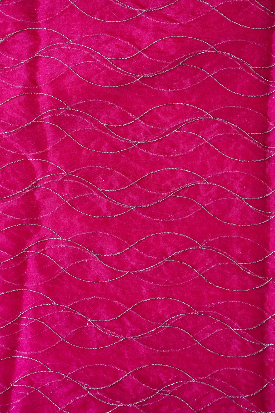 AIzaSyBcstauz-XMPRhEY21AUzeo032pxrXB5Ug - Cut Dana Beads Wonderful Wavy Embroidery On Fuchsia Organza Fabric