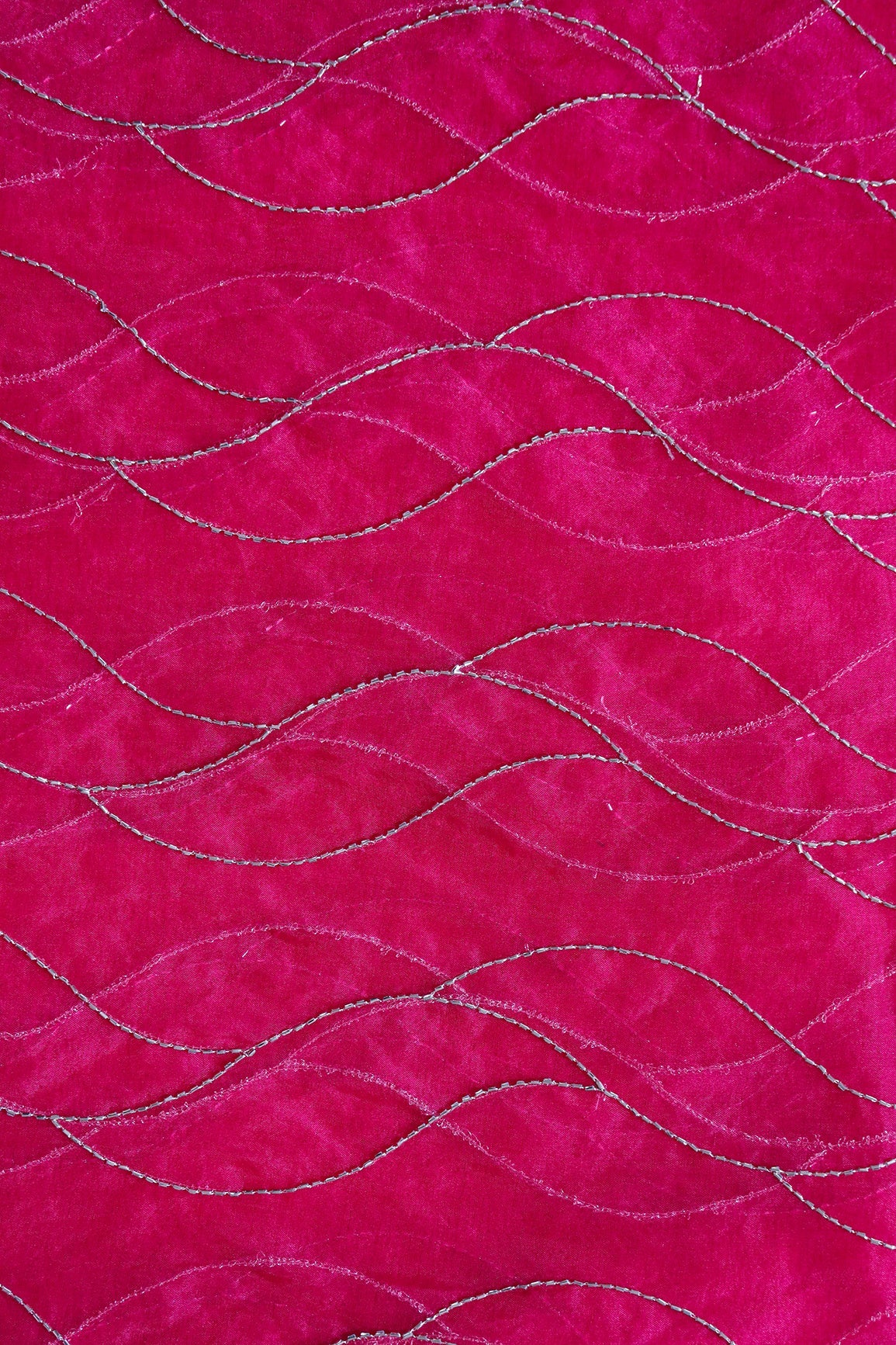 AIzaSyBcstauz-XMPRhEY21AUzeo032pxrXB5Ug - Cut Dana Beads Wonderful Wavy Embroidery On Fuchsia Organza Fabric