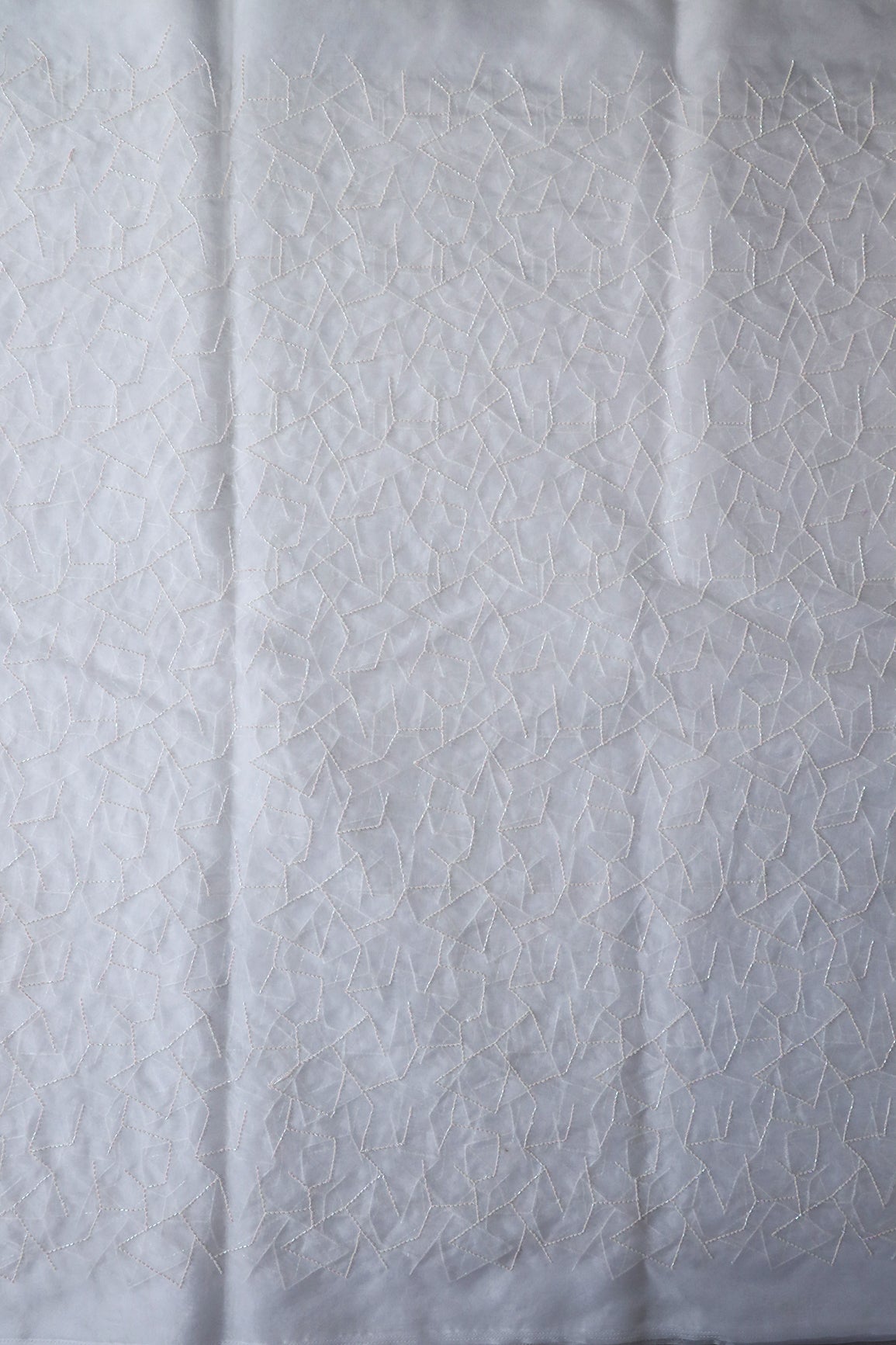 AIzaSyBcstauz-XMPRhEY21AUzeo032pxrXB5Ug - Cut Dana Beads Appealing Abstract Embroidery On White Dyeable Organza Fabric