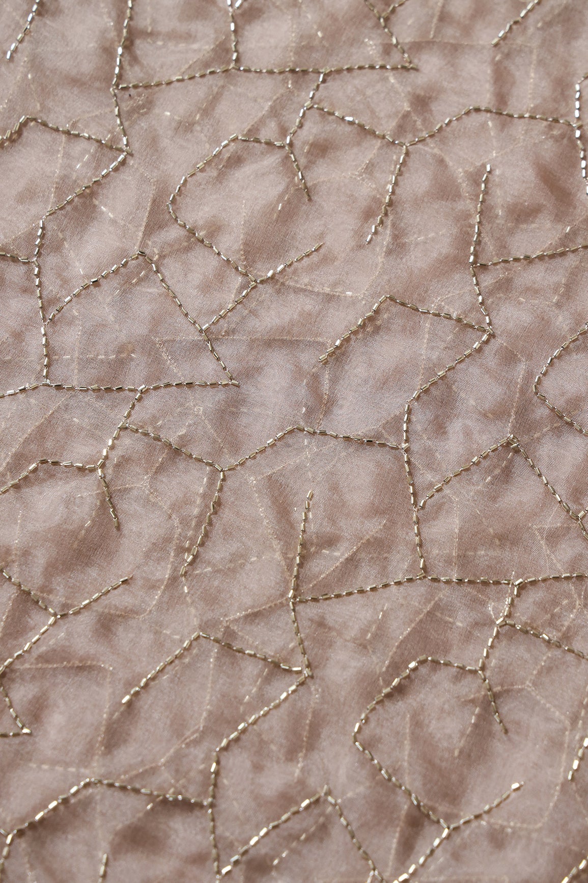 AIzaSyBcstauz-XMPRhEY21AUzeo032pxrXB5Ug - Cut Dana Beads Appealing Abstract Embroidery On Beige Organza Fabric