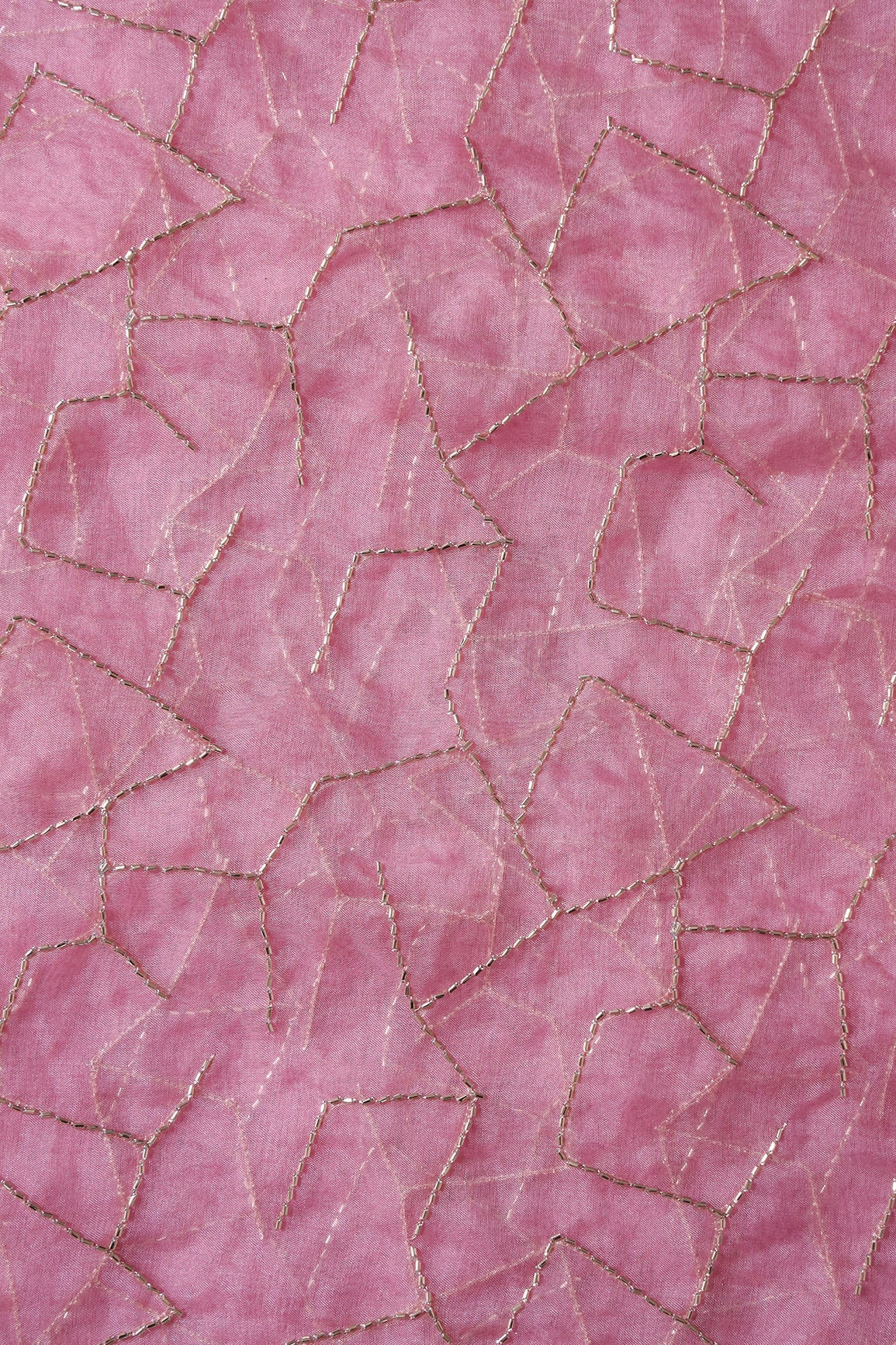 AIzaSyBcstauz-XMPRhEY21AUzeo032pxrXB5Ug - Cut Dana Beads Appealing Abstract Embroidery On Gajri Pink Organza Fabric