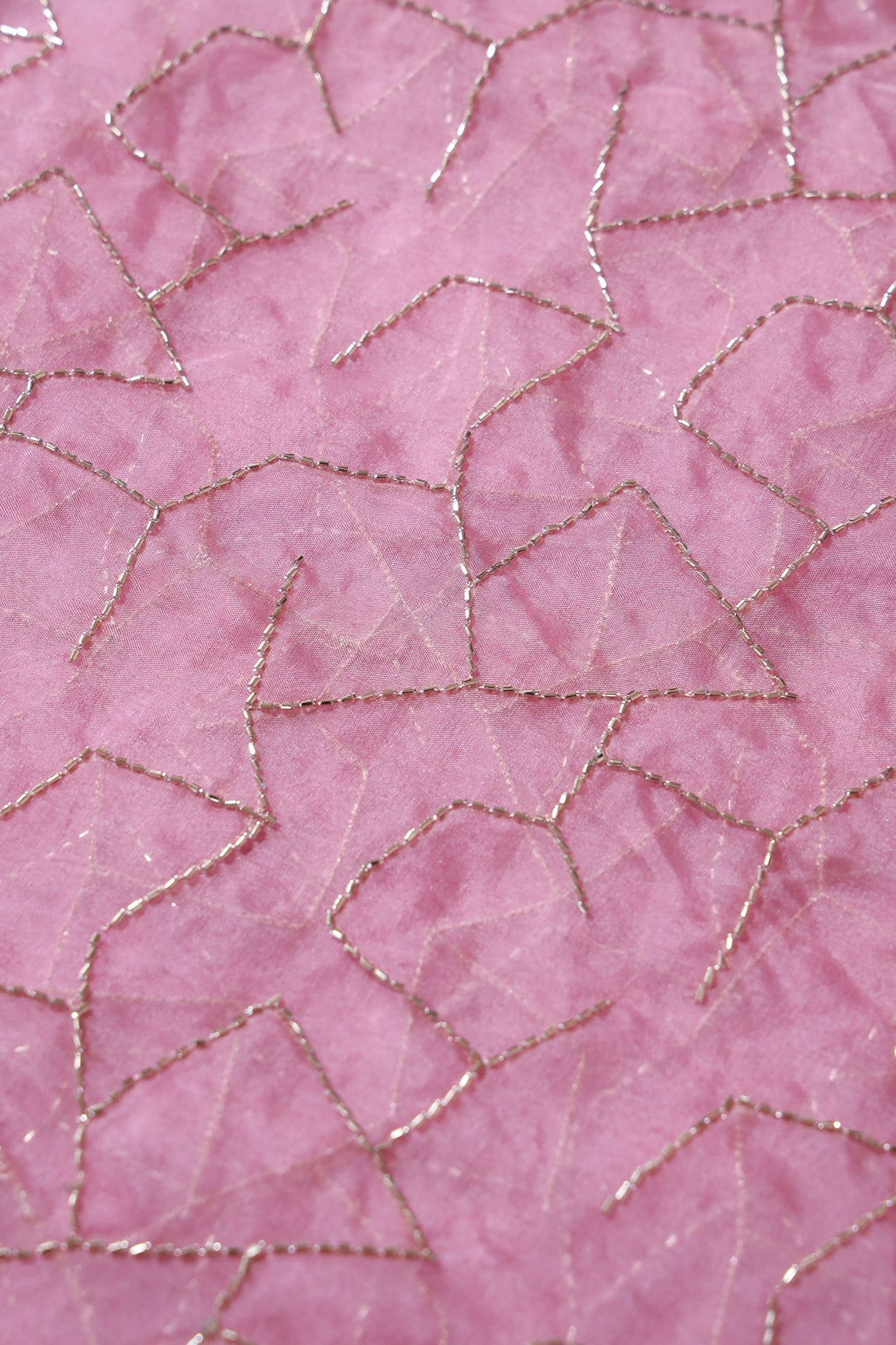 AIzaSyBcstauz-XMPRhEY21AUzeo032pxrXB5Ug - Cut dana Beads On Gajri Pink Organza Unstitched Lehenga Set Fabric (3 Piece)