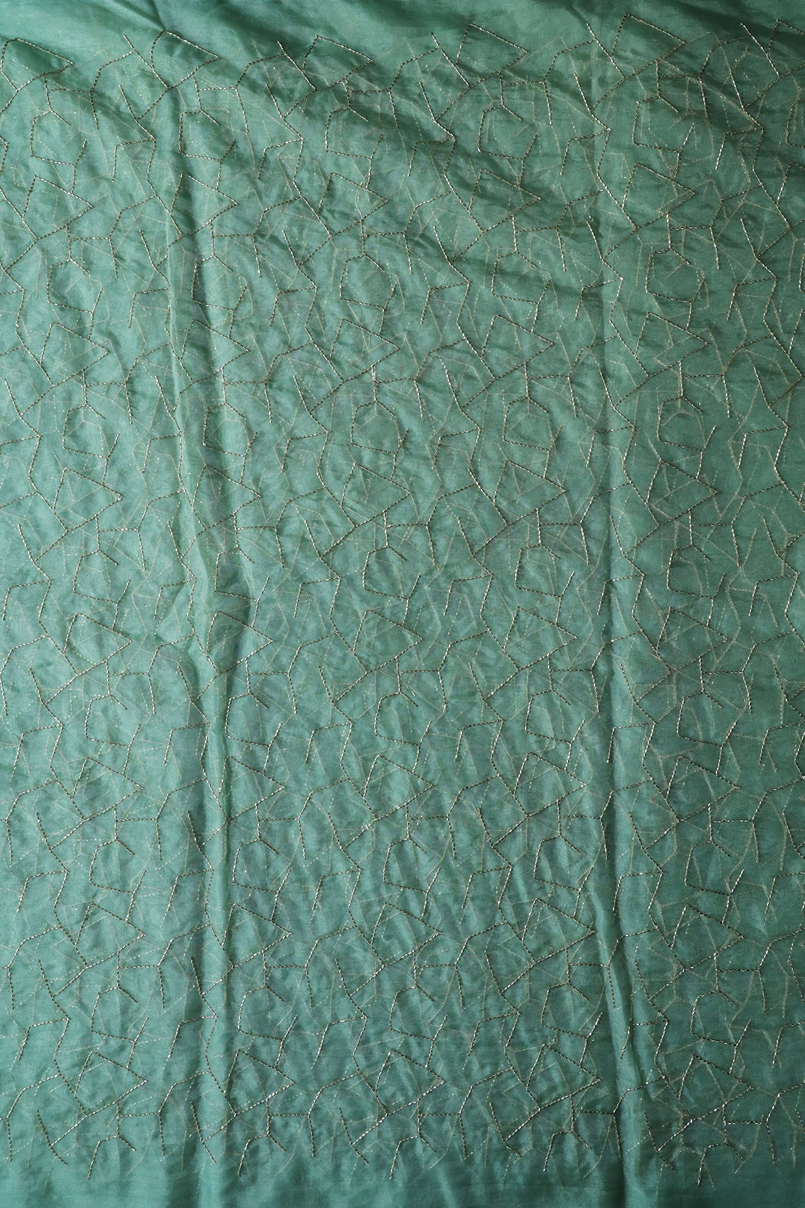 AIzaSyBcstauz-XMPRhEY21AUzeo032pxrXB5Ug - Cut Dana Beads Appealing Abstract Embroidery On Olive Organza Fabric