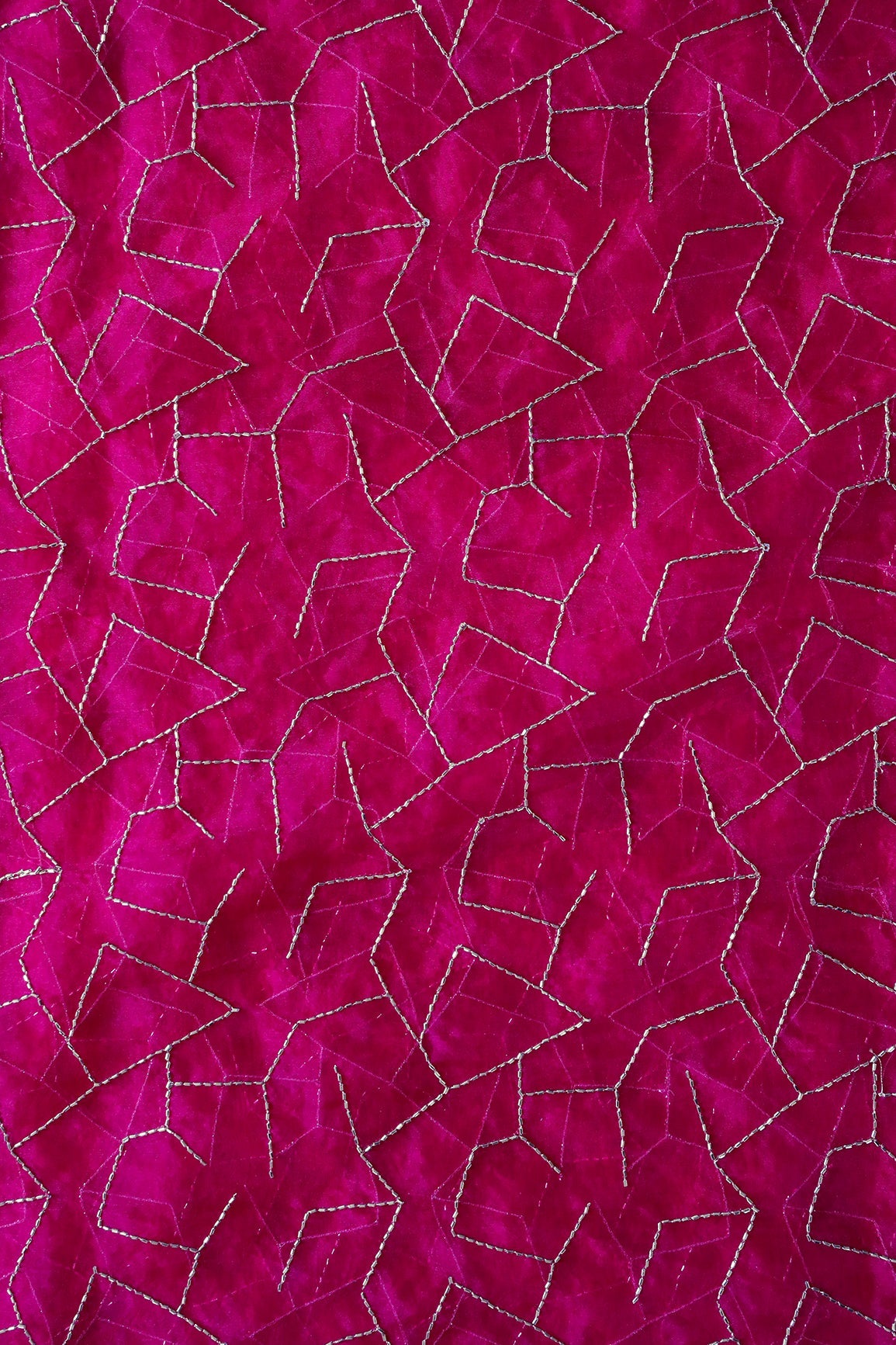 AIzaSyBcstauz-XMPRhEY21AUzeo032pxrXB5Ug - Cut Dana Beads Appealing Abstract Embroidery On Fuchsia Organza Fabric