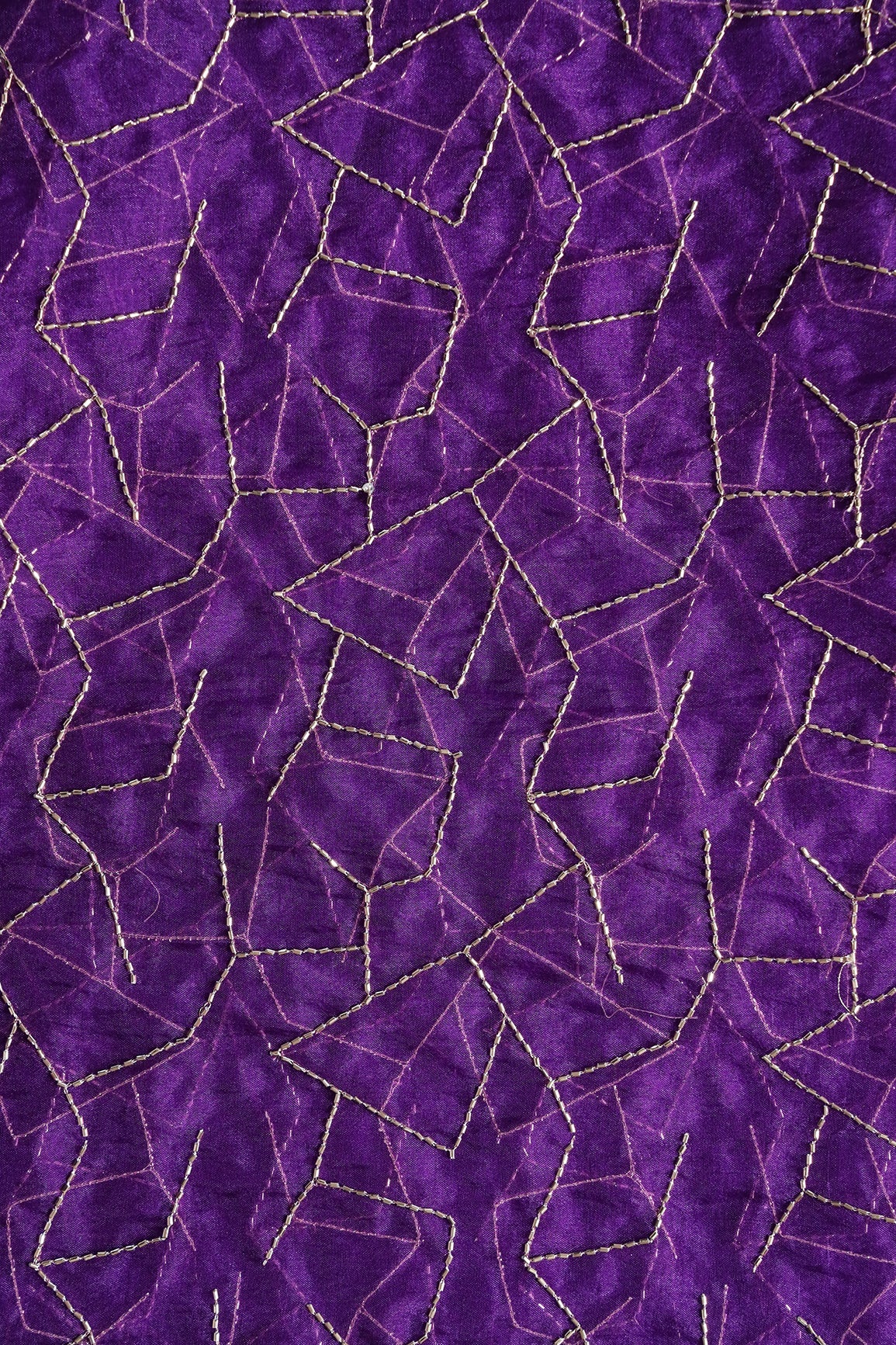 AIzaSyBcstauz-XMPRhEY21AUzeo032pxrXB5Ug - Cut Dana Beads Appealing Abstract Embroidery On Purple Organza Fabric