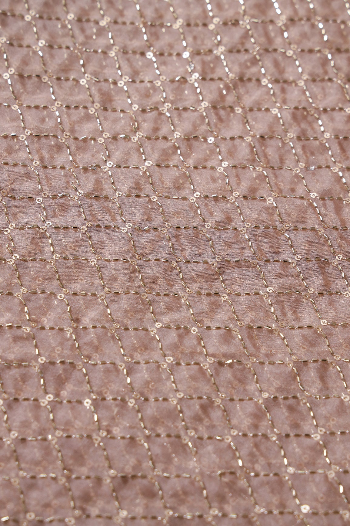 AIzaSyBcstauz-XMPRhEY21AUzeo032pxrXB5Ug - Cut Dana Beads Beautiful Ogee Embroidery On Beige Organza Fabric