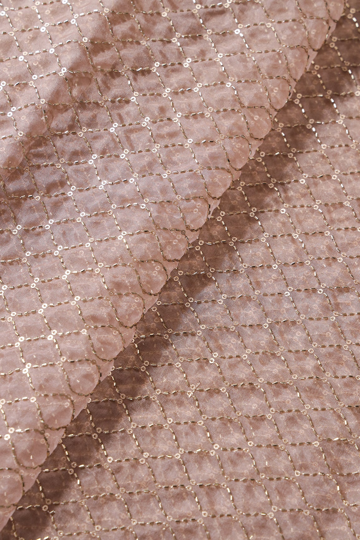 AIzaSyBcstauz-XMPRhEY21AUzeo032pxrXB5Ug - Cut Dana Beads Beautiful Ogee Embroidery On Beige Organza Fabric