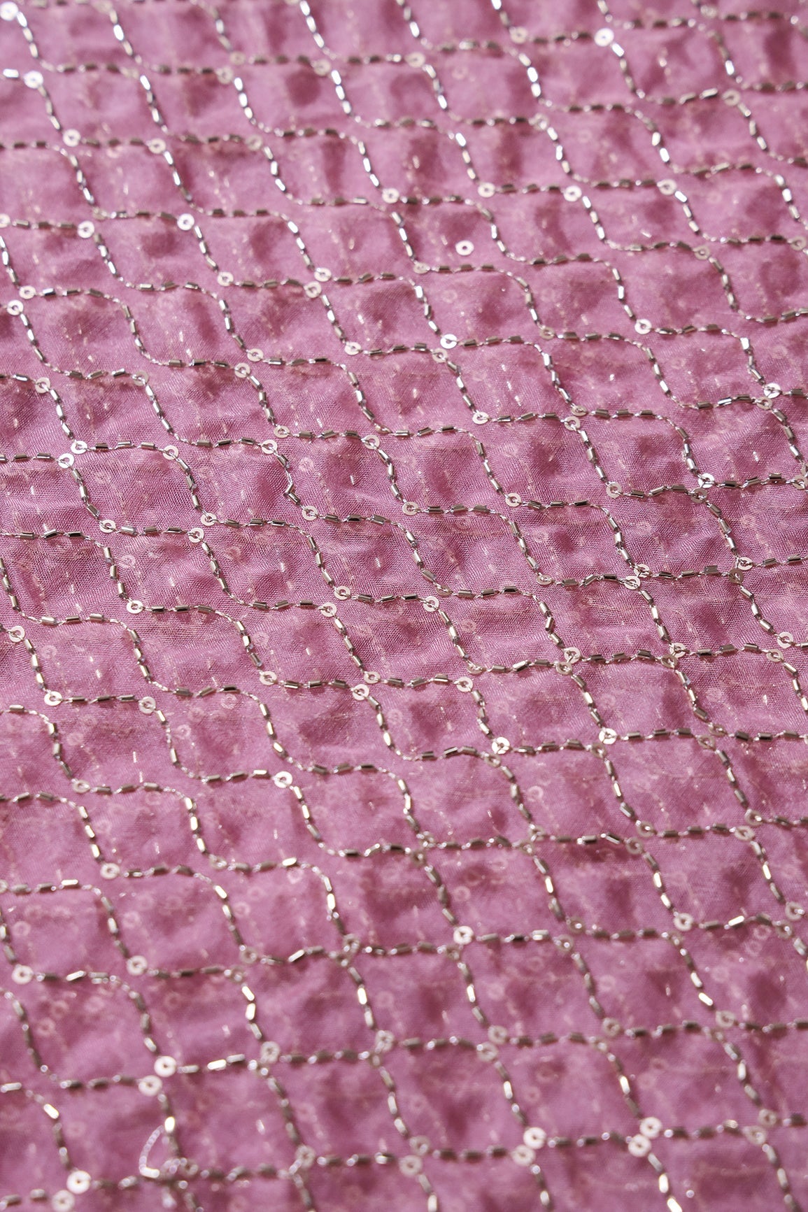 AIzaSyBcstauz-XMPRhEY21AUzeo032pxrXB5Ug - Cut Dana Beads Beautiful Ogee Embroidery On Gajri Pink Organza Fabric