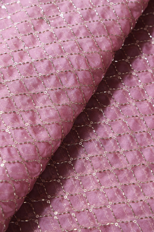 AIzaSyBcstauz-XMPRhEY21AUzeo032pxrXB5Ug - Cut Dana Beads Beautiful Ogee Embroidery On Gajri Pink Organza Fabric