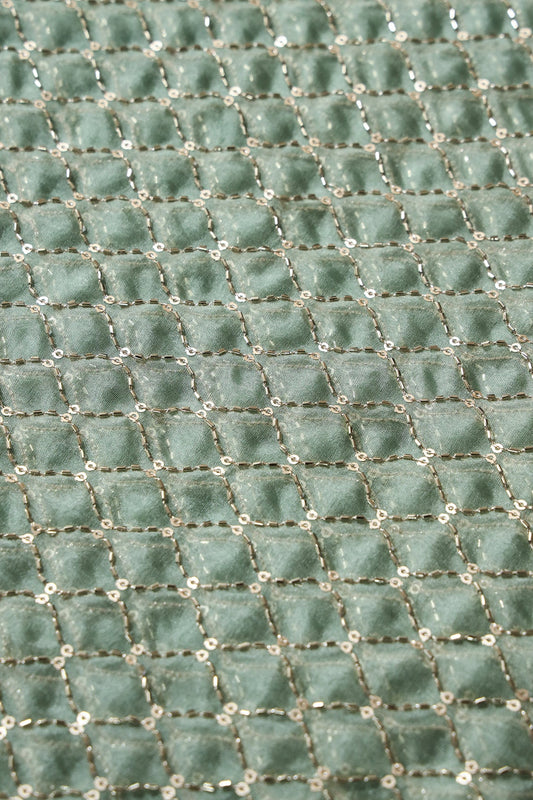 AIzaSyBcstauz-XMPRhEY21AUzeo032pxrXB5Ug - Cut Dana Beads Beautiful Ogee Embroidery On Olive Organza Fabric