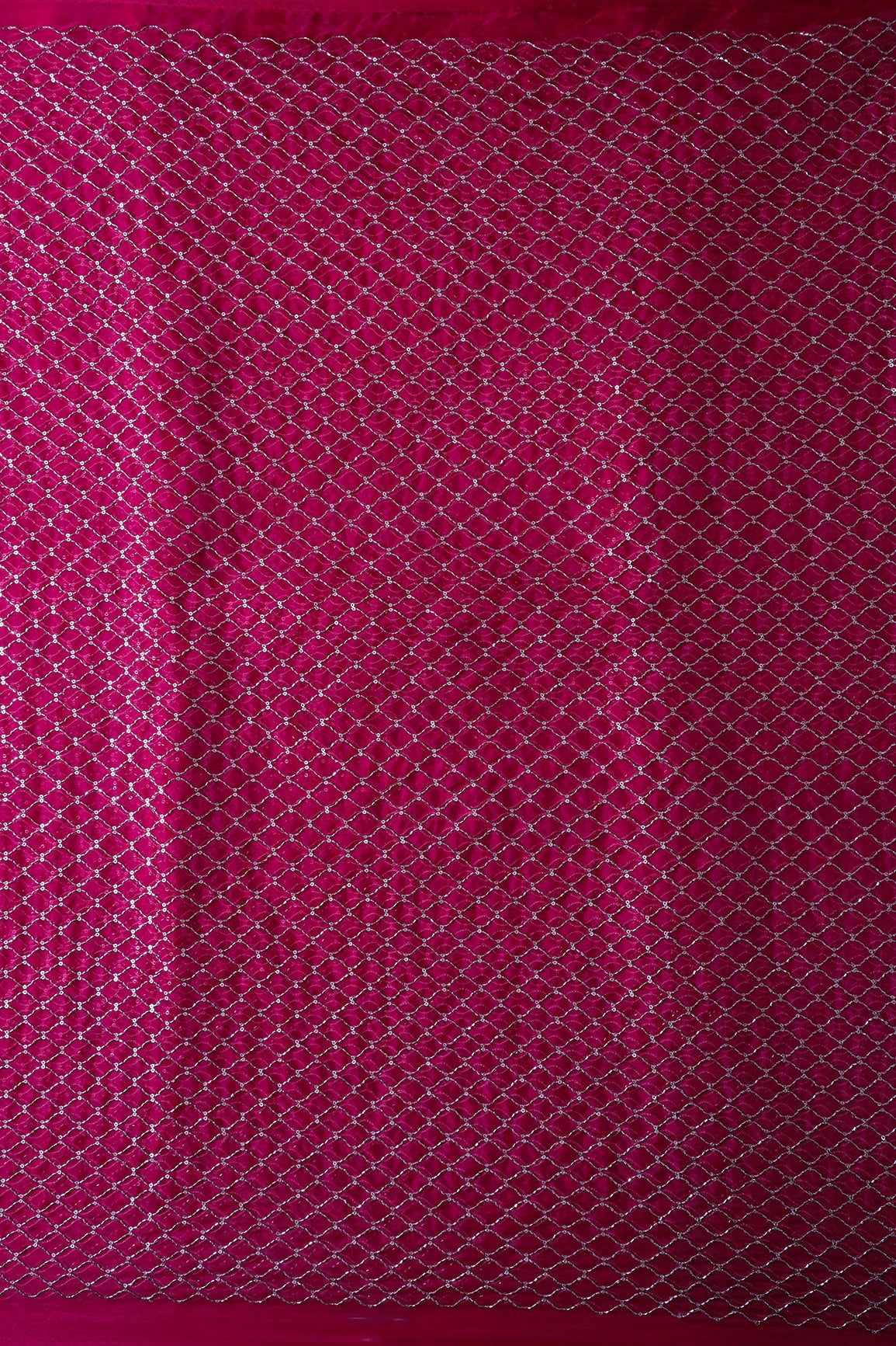 AIzaSyBcstauz-XMPRhEY21AUzeo032pxrXB5Ug - Cut Dana Beads Beautiful Ogee Embroidery On Fuchsia Organza Fabric