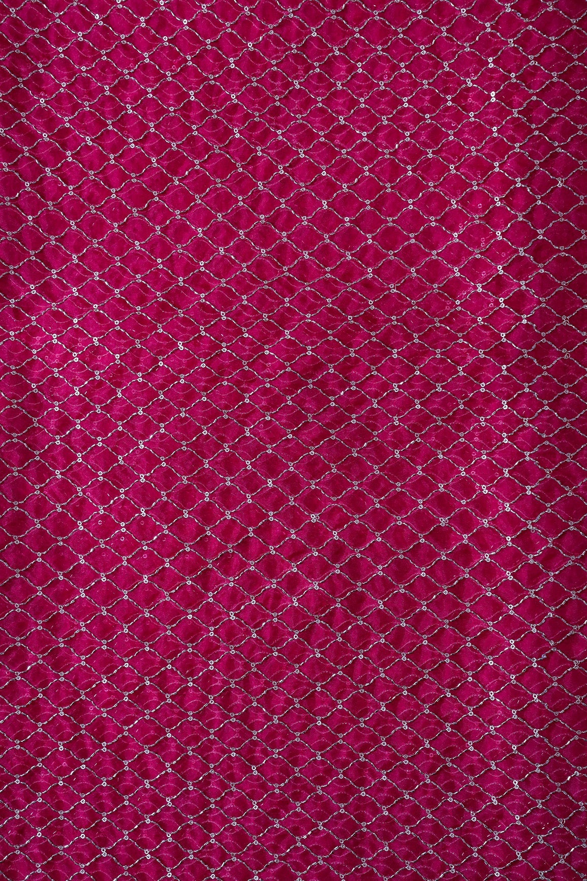 AIzaSyBcstauz-XMPRhEY21AUzeo032pxrXB5Ug - Cut Dana Beads Beautiful Ogee Embroidery On Fuchsia Organza Fabric