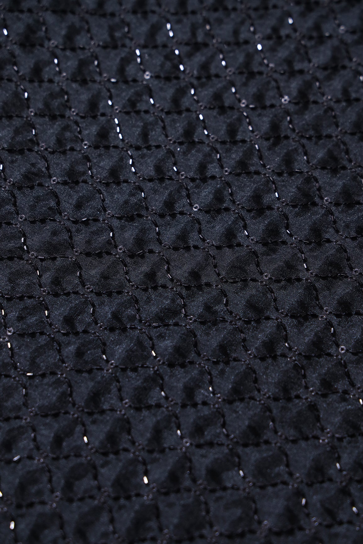 AIzaSyBcstauz-XMPRhEY21AUzeo032pxrXB5Ug - Cut Dana Beads Beautiful Ogee Embroidery On Black Organza Fabric