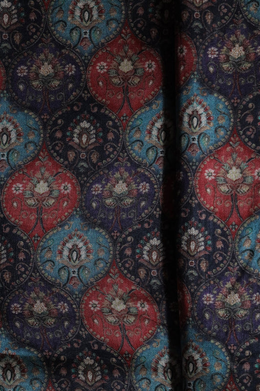 Multi Color Trellis Pattern Digital Print On Mulberry Silk Fabric