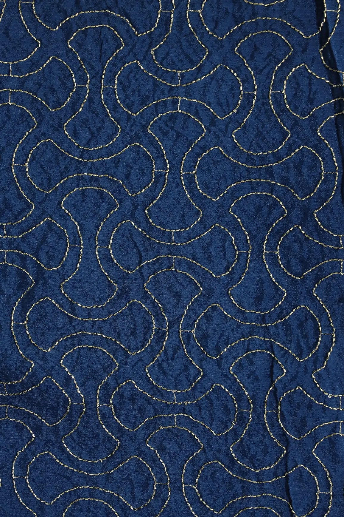 AIzaSyBcstauz-XMPRhEY21AUzeo032pxrXB5Ug - Cut Dana Beads Appealing Abstract Embroidery Work On Navy Blue Chinnon Chiffon Fabric