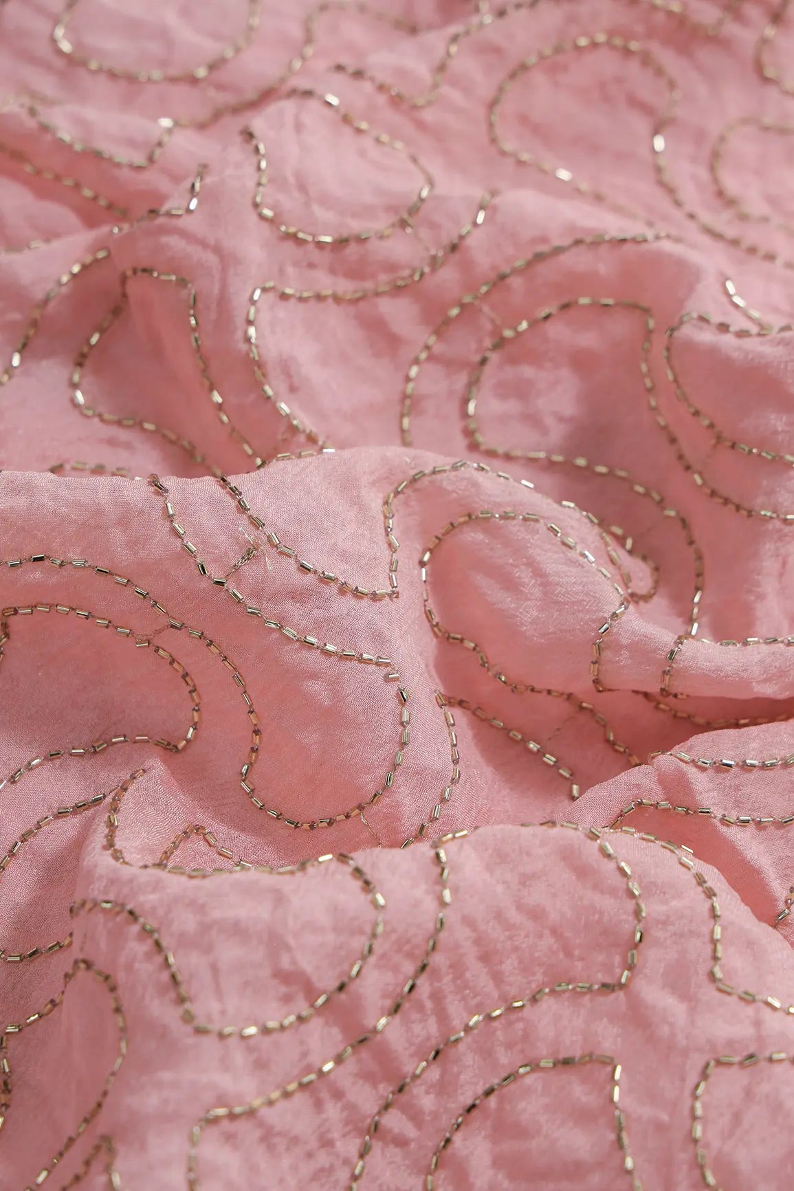AIzaSyBcstauz-XMPRhEY21AUzeo032pxrXB5Ug - Cut Dana Beads Appealing Abstract Embroidery Work On Baby Pink Chinnon Chiffon Fabric
