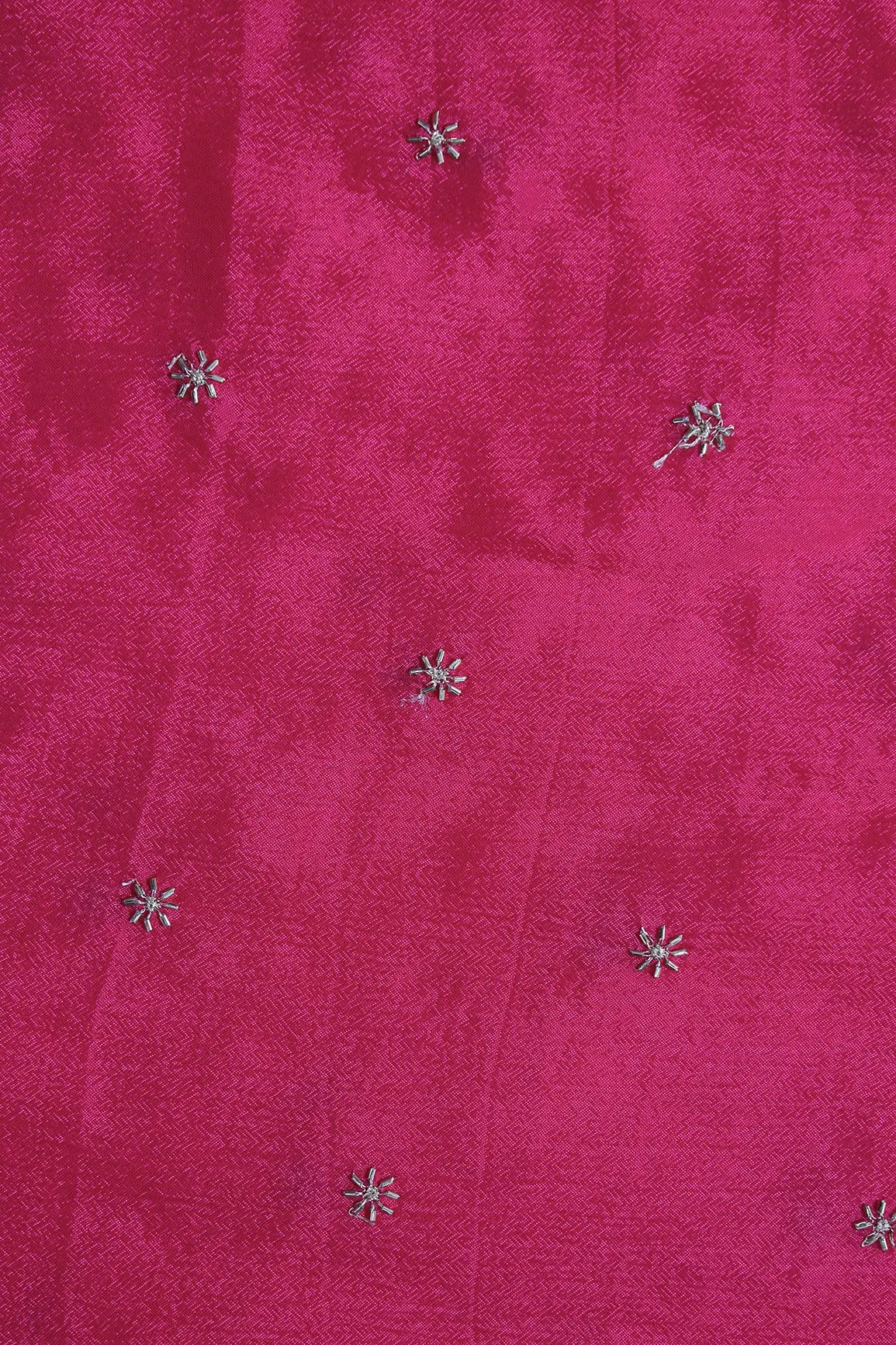 AIzaSyBcstauz-XMPRhEY21AUzeo032pxrXB5Ug - Gold Beads Cut Dana Motif Embroidery Work On Fuchsia Chinnon Chiffon Fabric
