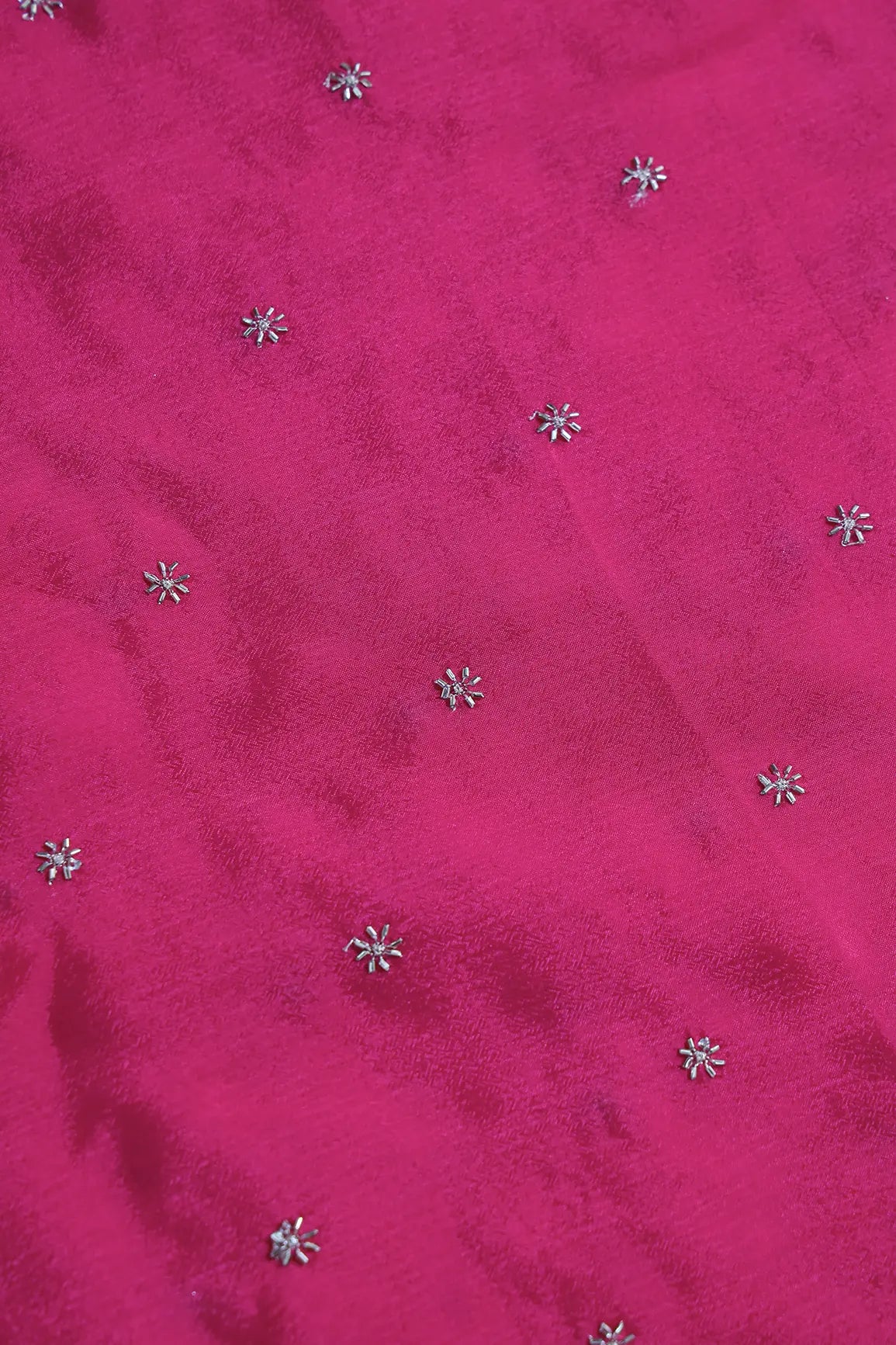 AIzaSyBcstauz-XMPRhEY21AUzeo032pxrXB5Ug - Gold Beads Cut Dana Motif Embroidery Work On Fuchsia Chinnon Chiffon Fabric