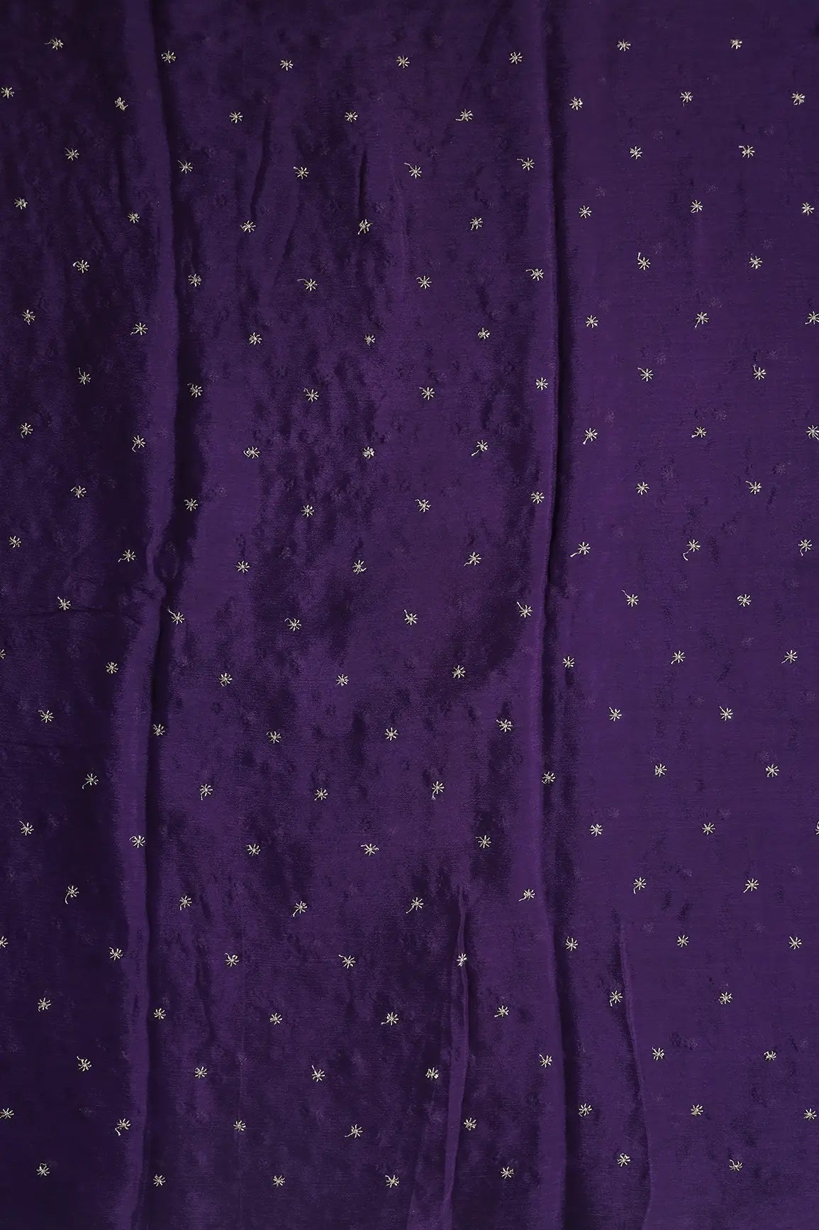 AIzaSyBcstauz-XMPRhEY21AUzeo032pxrXB5Ug - Gold Beads Cut Dana Motif Embroidery Work On Purple Chinnon Chiffon Fabric