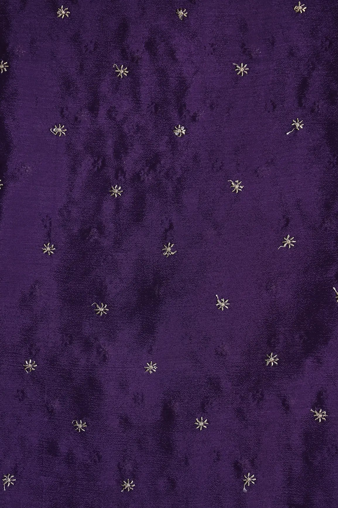 AIzaSyBcstauz-XMPRhEY21AUzeo032pxrXB5Ug - Gold Beads Cut Dana Motif Embroidery Work On Purple Chinnon Chiffon Fabric